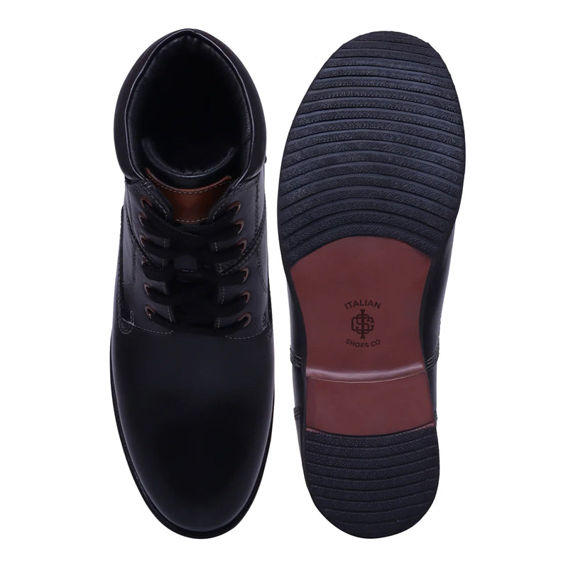 Leather Lace Up High Ankle Boot Tan for Men