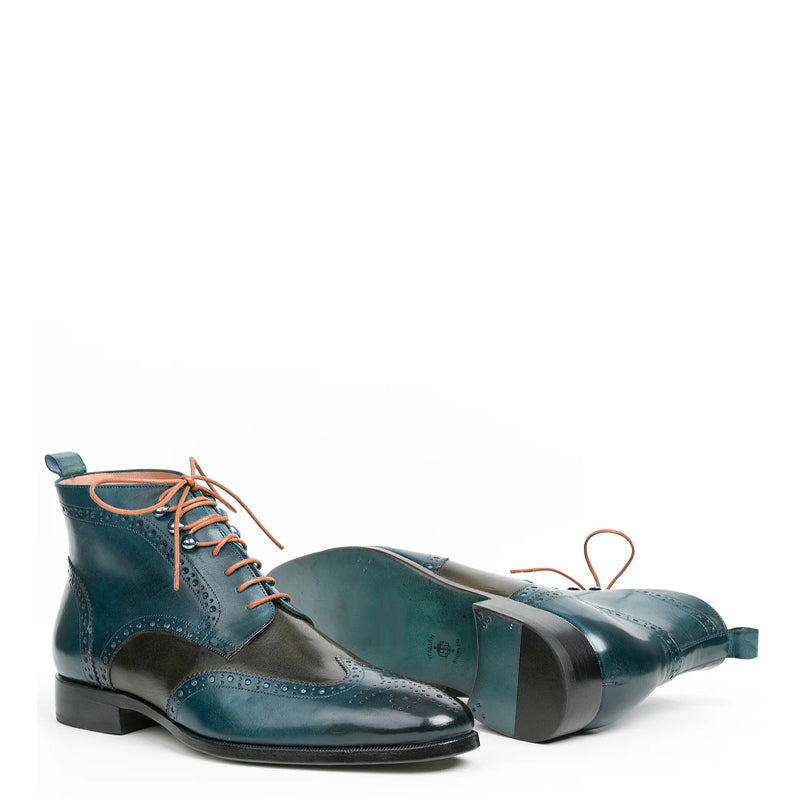 Men Solid Leather Wingtip Ankle Boot