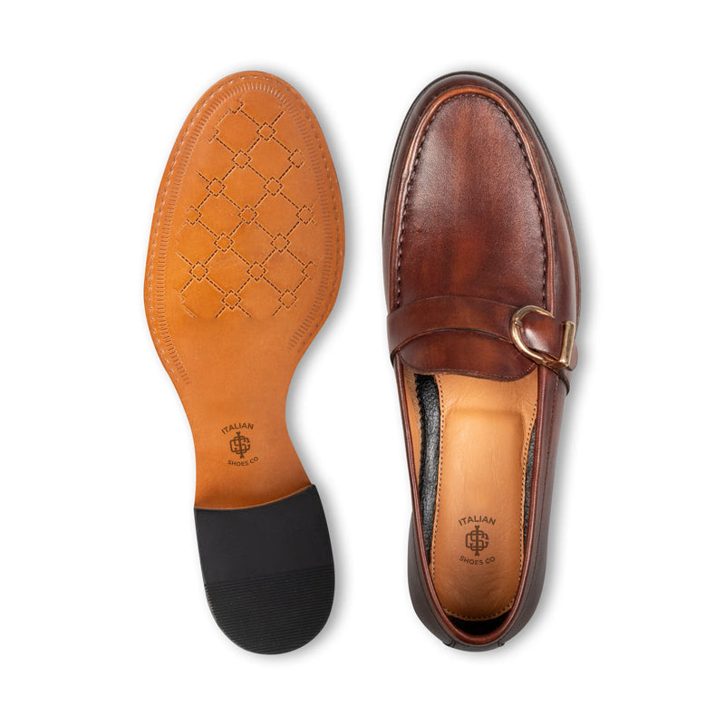 Polished Leather Single MonkStraps Black Loafer