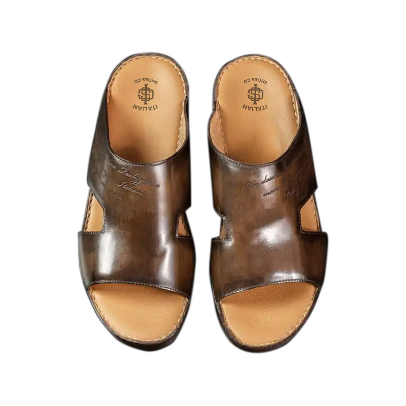 Open Toe Leather Comfort Arabic Black Sandal