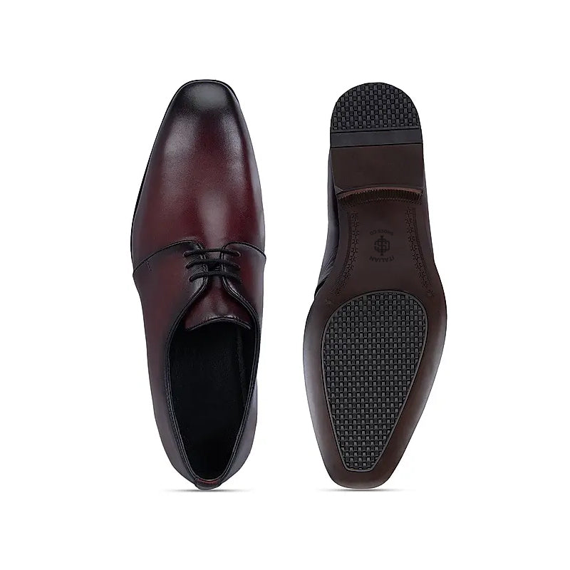 Plain Polished Shiny Leather Derby Shoe