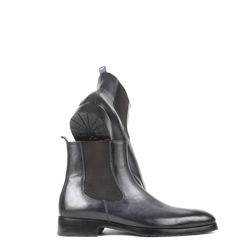 HandPainted Solid Leather Chelsea Boot Black and
