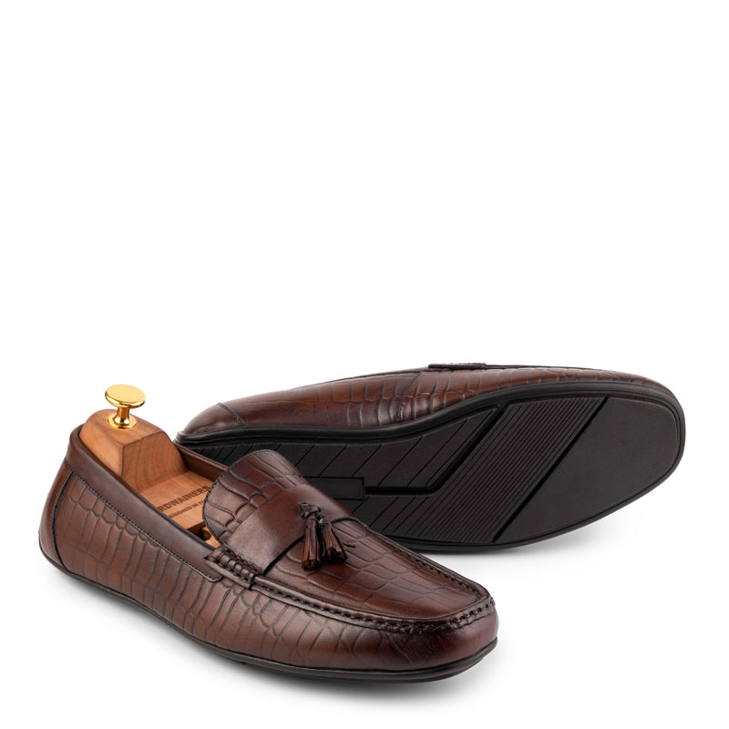 Premium Handmade Solid Leather Tassel Brown Loafer