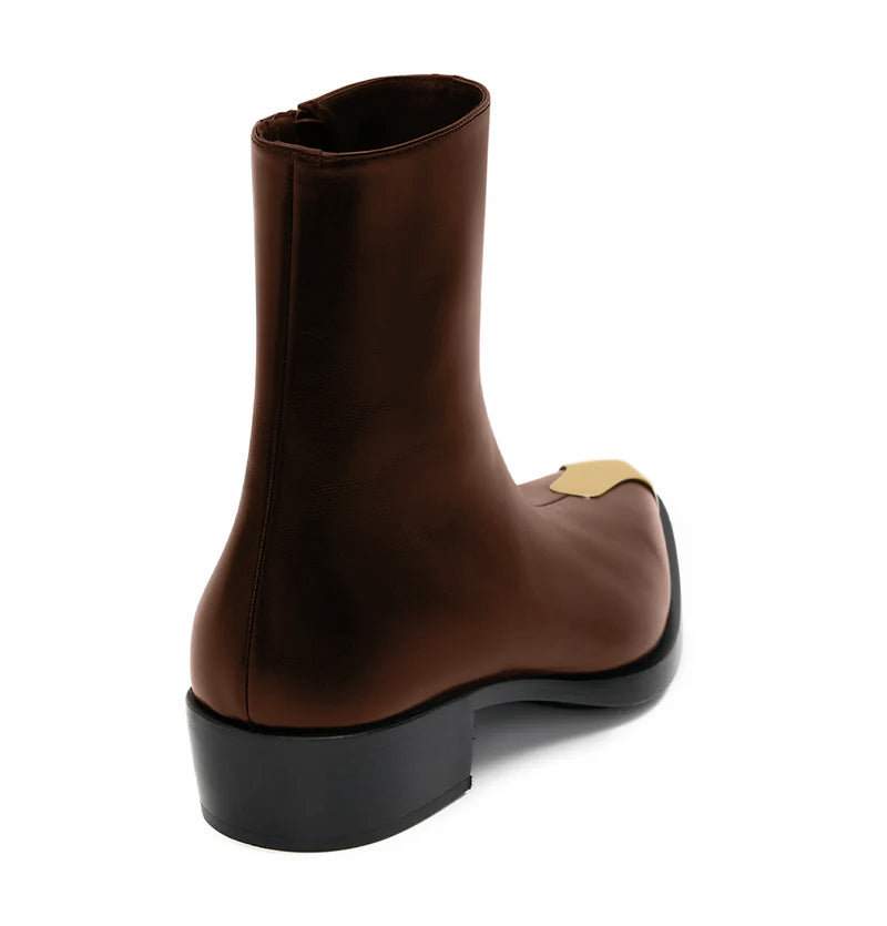 Punk Leather Boots Golden Toe