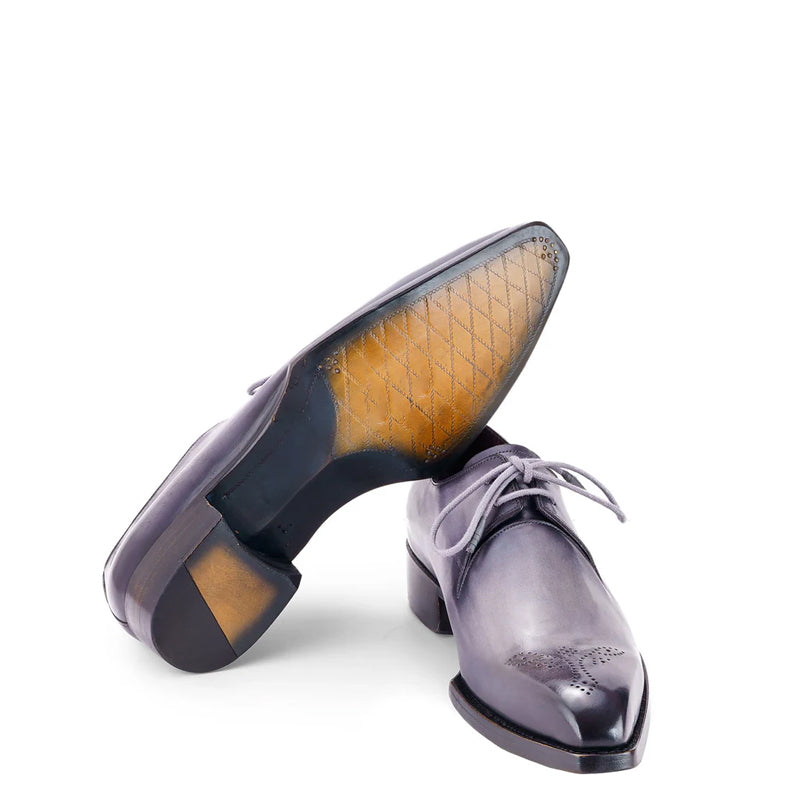 Leather Handmade Wingtip Derby Grey Shoe