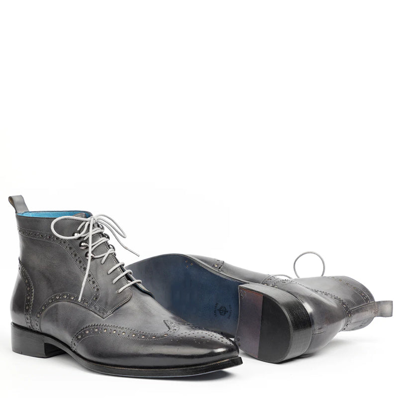 Men Dual Tone Leather Wingtip Ankle Green & Blue Burgundy Boot