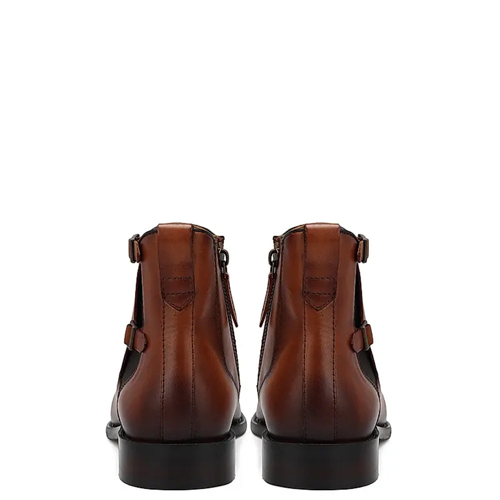Luxury Leather Chelsea Boots With Side Double Buckle