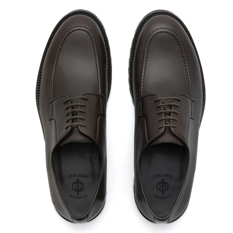 Men Classic Plain Solid Leather Derby Shoe
