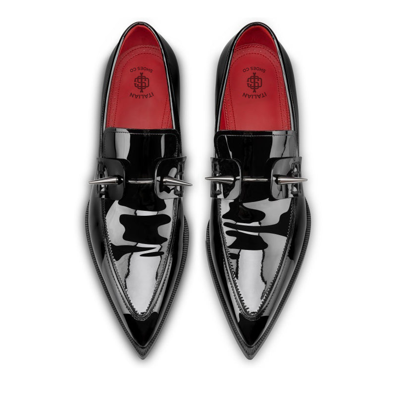 Patent Cuban Heel Shiny Leather Black Loafer