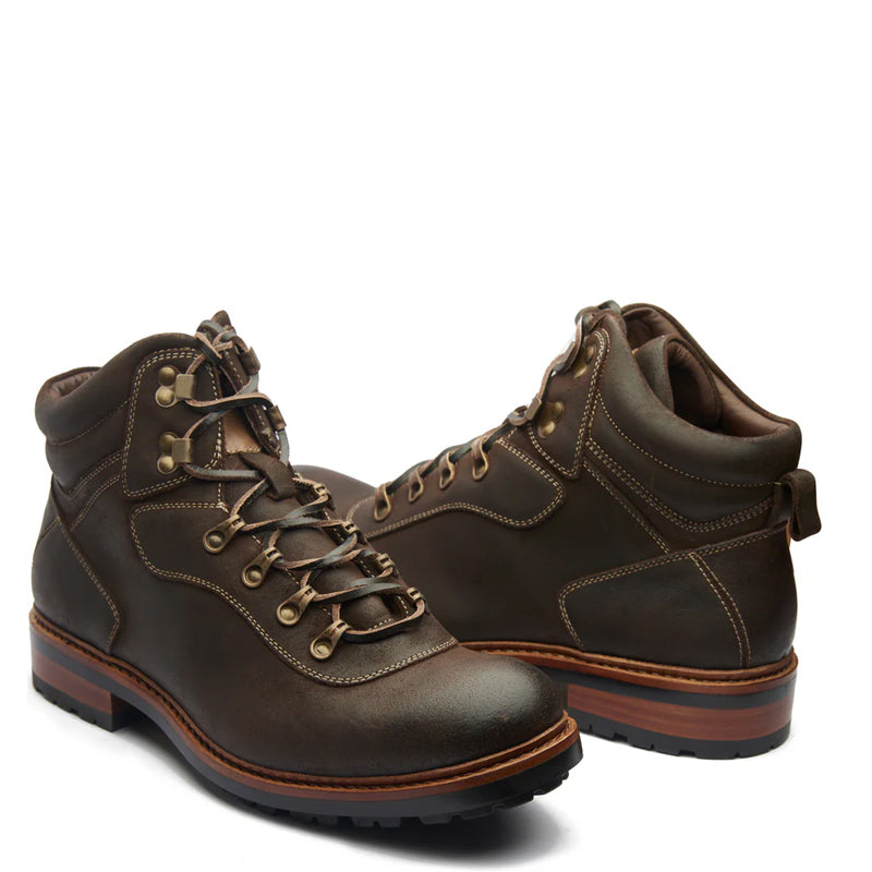 Leather Lace Up Mid Top Ankle Boots For Men