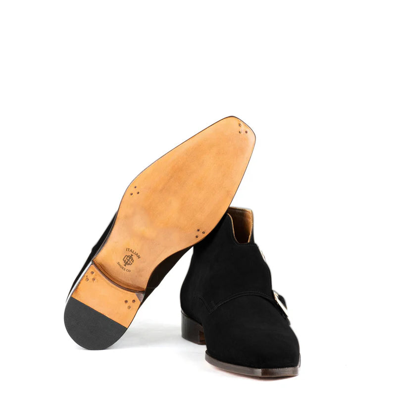 Classic Suede Leather Double Monkstraps Ankle Boot