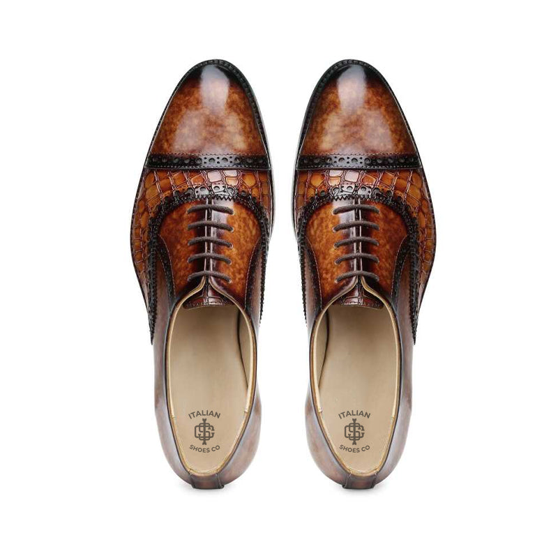 Croco Regent Embossed Leather Oxford