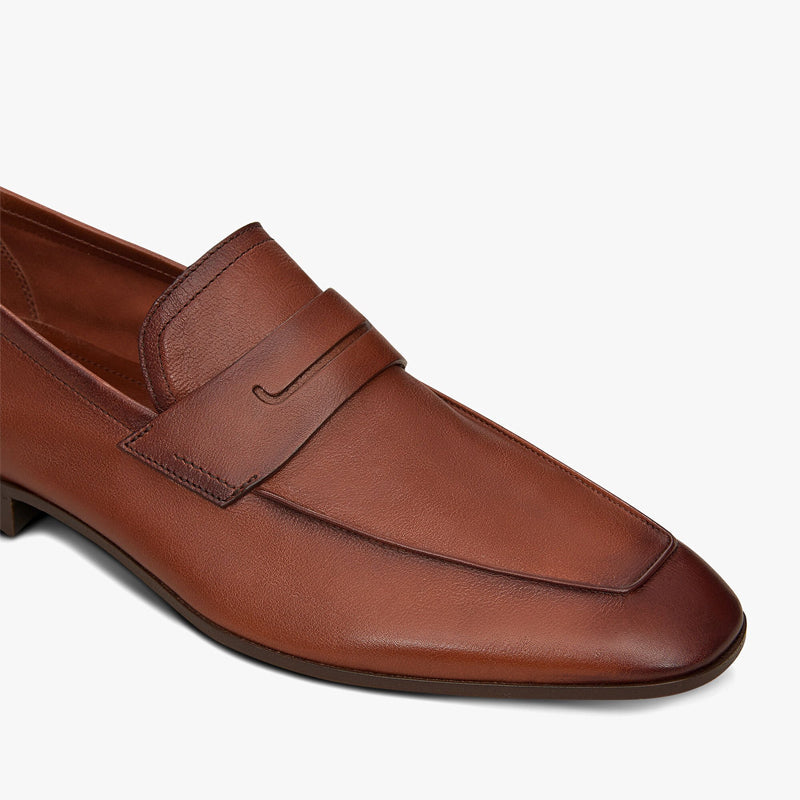 Men Handmade Plain Leather Blue Loafer
