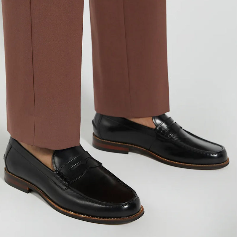 Leather Penny Trim White Loafer For Men