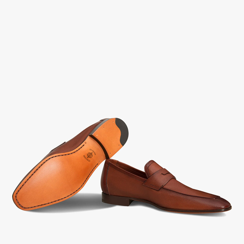 Custom Handmade Plain Leather Brown Loafer