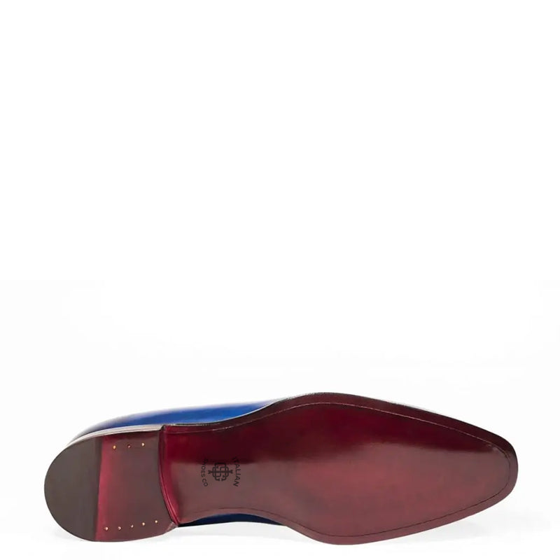 Classic Plain Solid Shiny Leather Oxford Blue Shoe