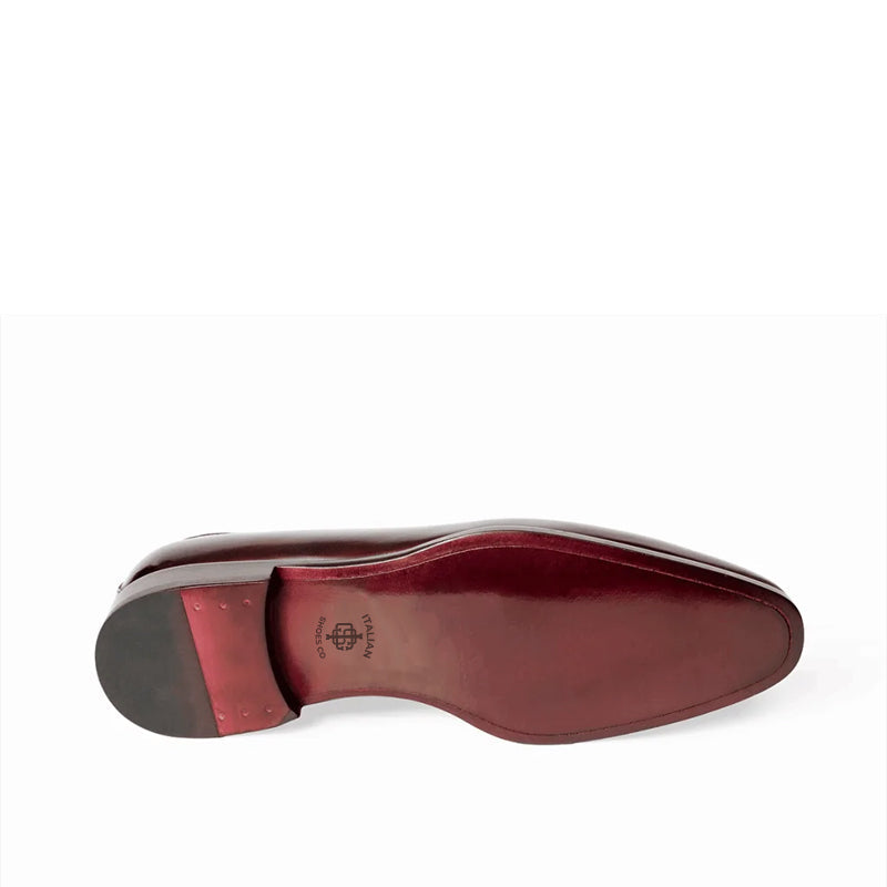 Pure Shiny Leather Tassel Burgundy Loafer