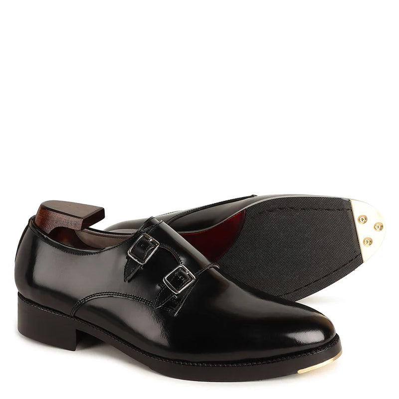 Classic Leather Formal Double Monk Straps Shoe