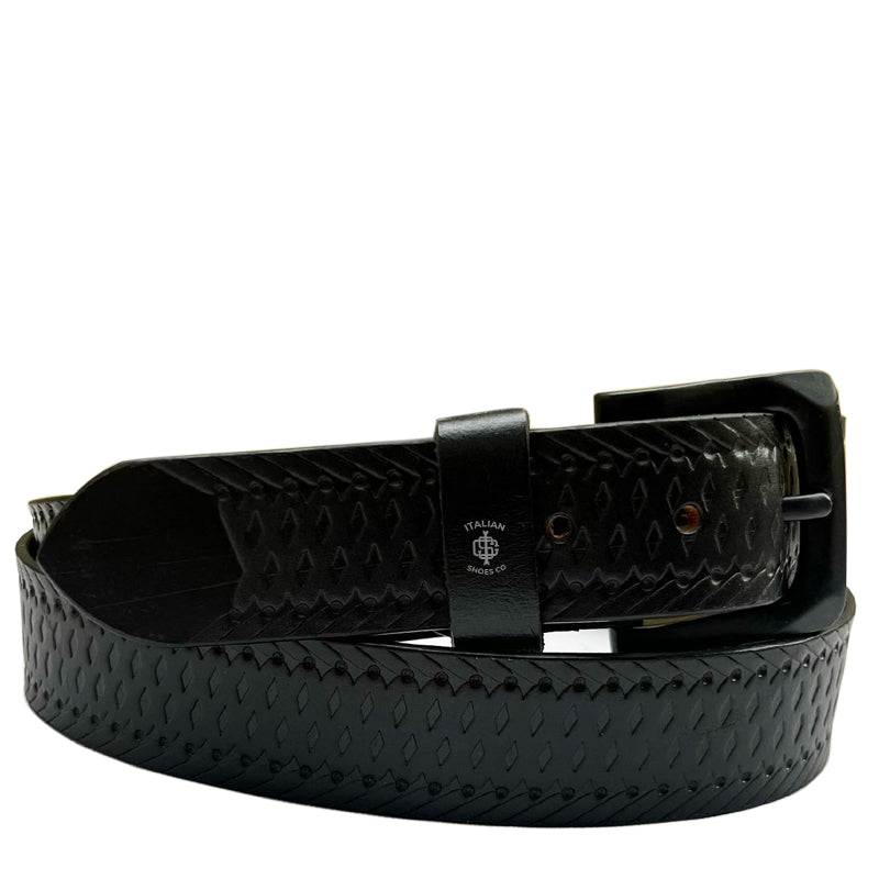 Pliancy Diamante Black Leather Belt