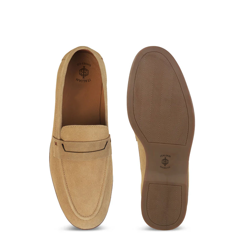 Suede Casual Leather Penny Blue Loafer For Men