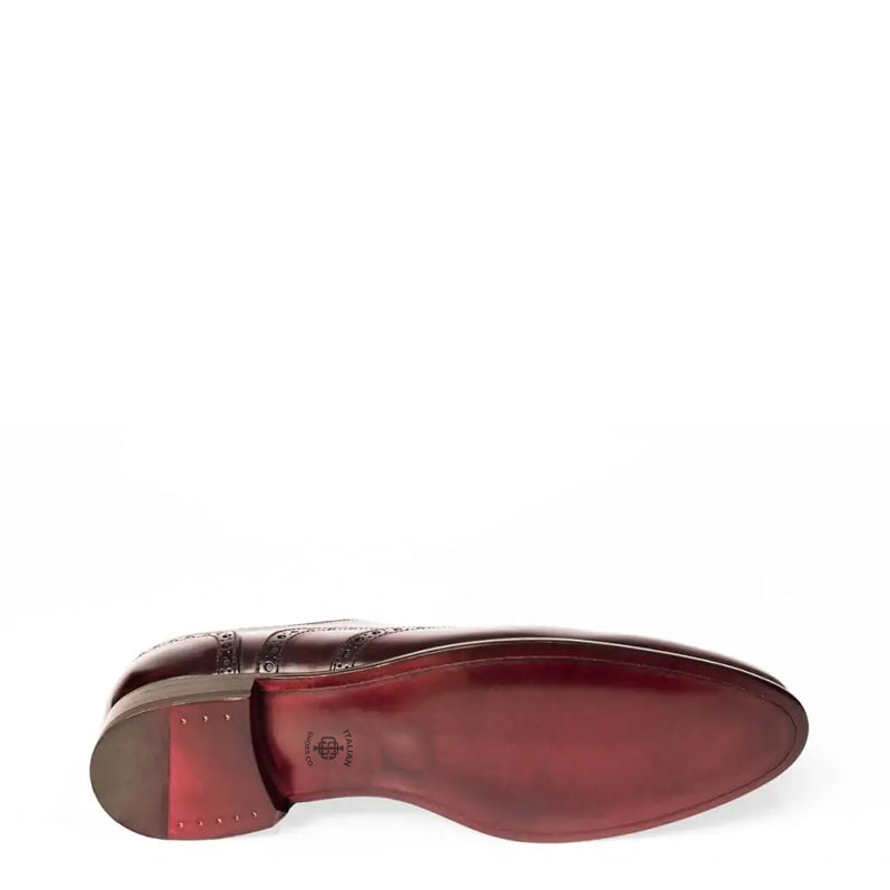Men Wingtip Shiny Leather Oxford Burgundy Shoe