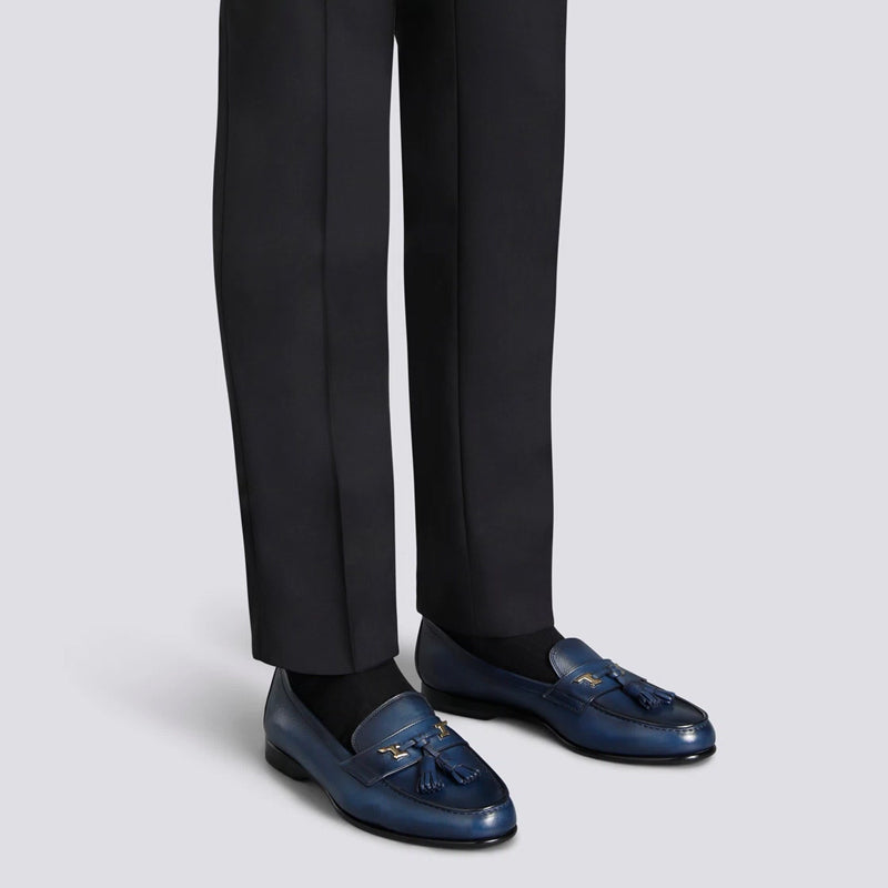 Polished Leather Tassel Loafer For Men