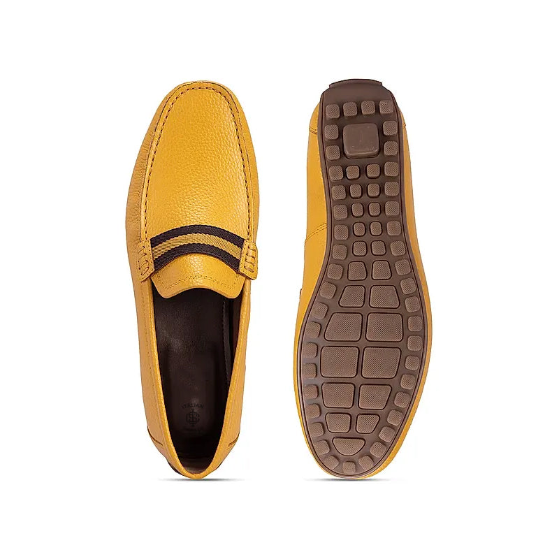 Premium Handmade Leather Moccasins Formal Yellow Loafer