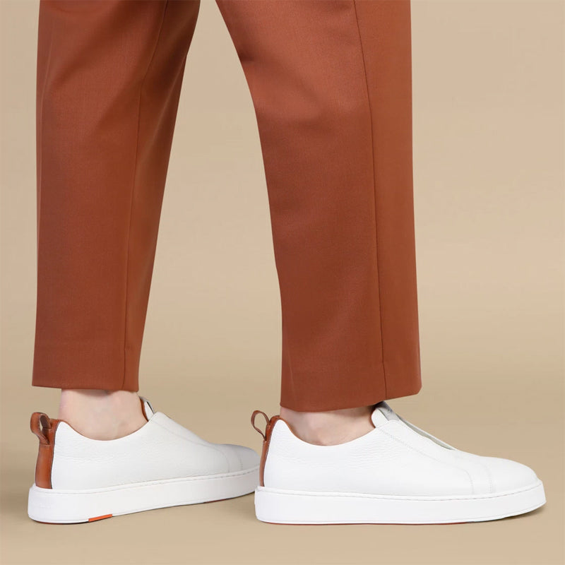 Men Tumbled Leather Slip On Sneakers