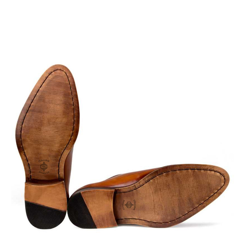 Side Lace Up Wholecut Leather Tan Oxford Shoe
