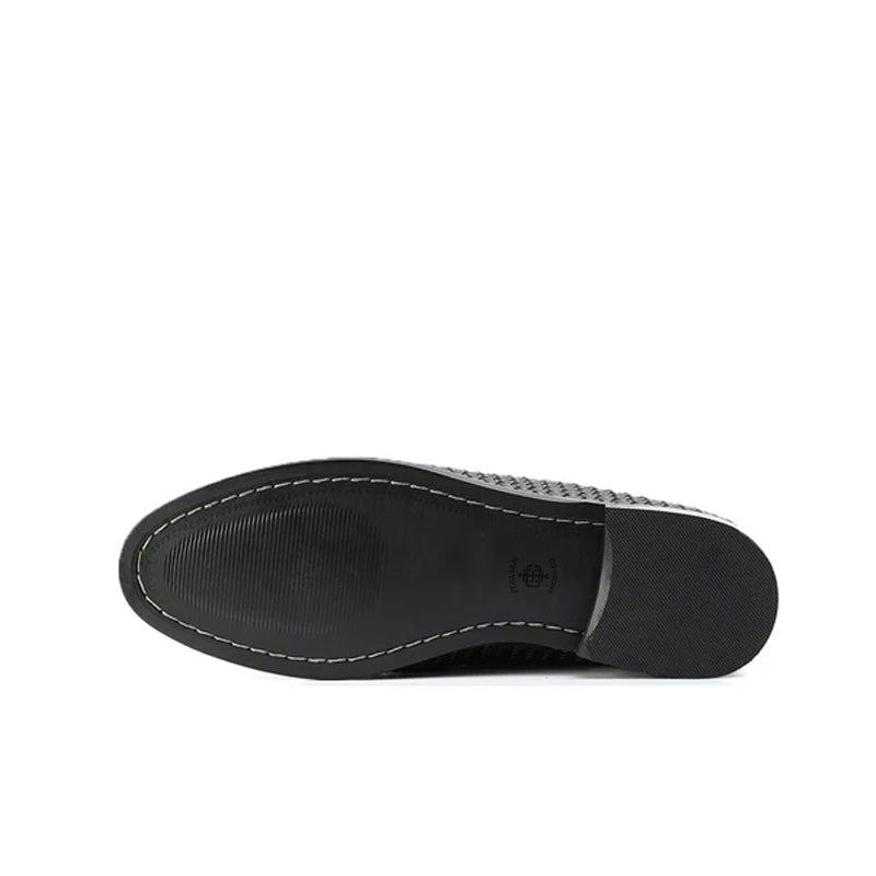 Woven Slip On Leather Loafer For Men