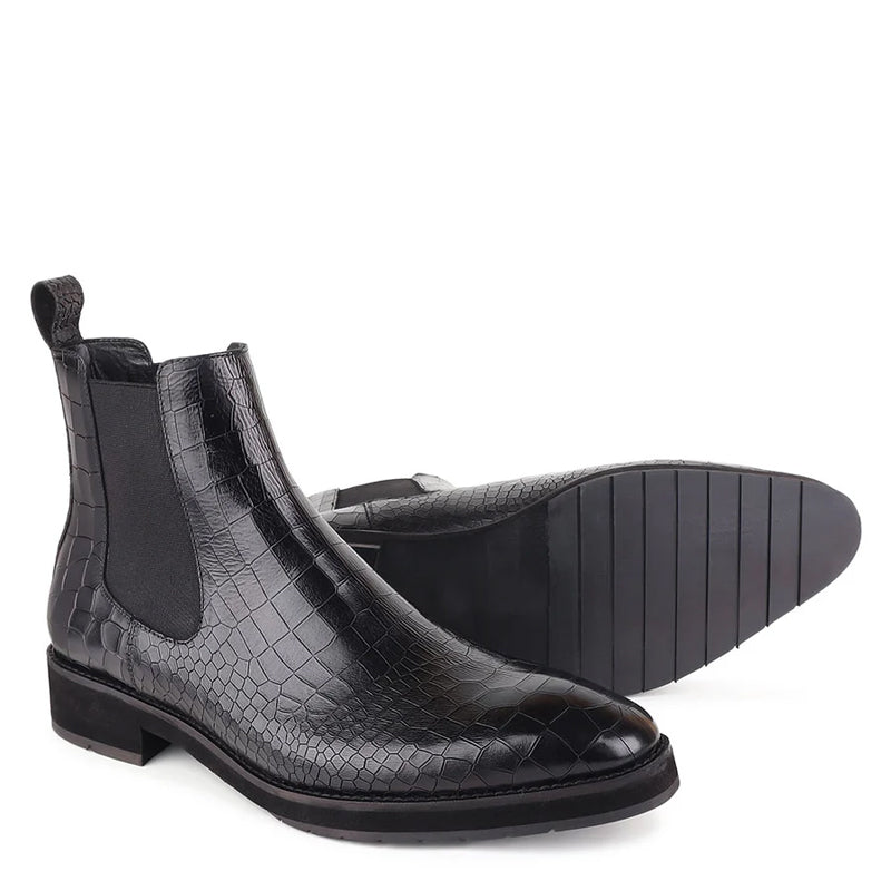 Stylish Croco Italian Leather Chelsea Boot