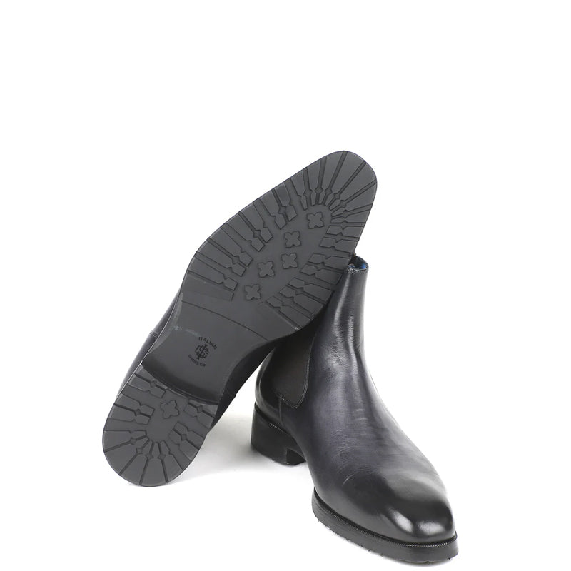 HandPainted Solid Leather Chelsea Boot Black and