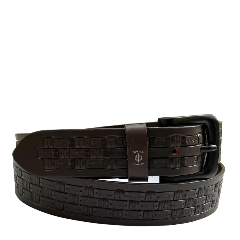Strutturato Rilievo Brown Leather Belt