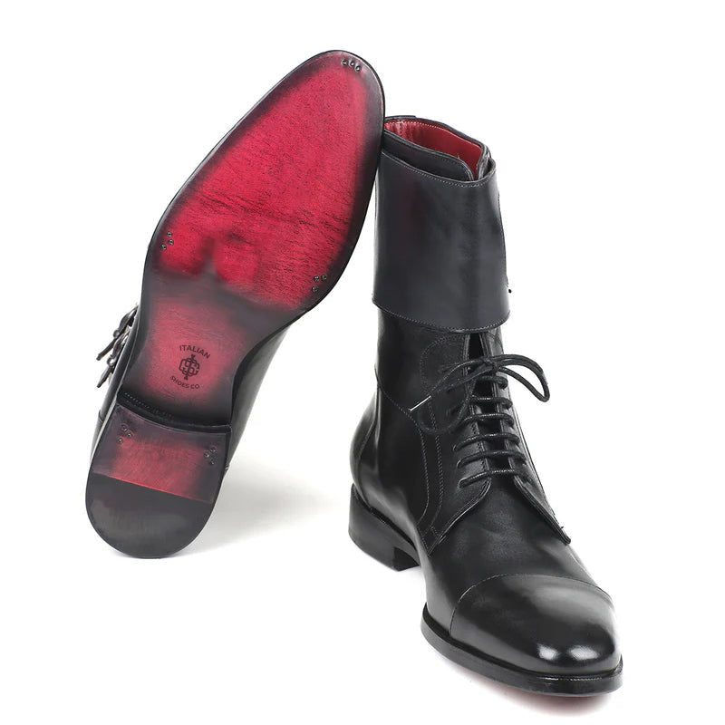 Men Cap-Toe Leather High Ankle Boot