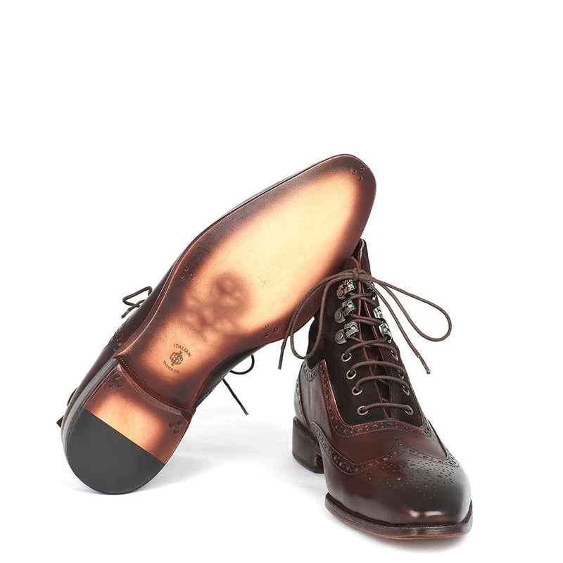 Men Suede Leather High Wingtip Ankle Boot