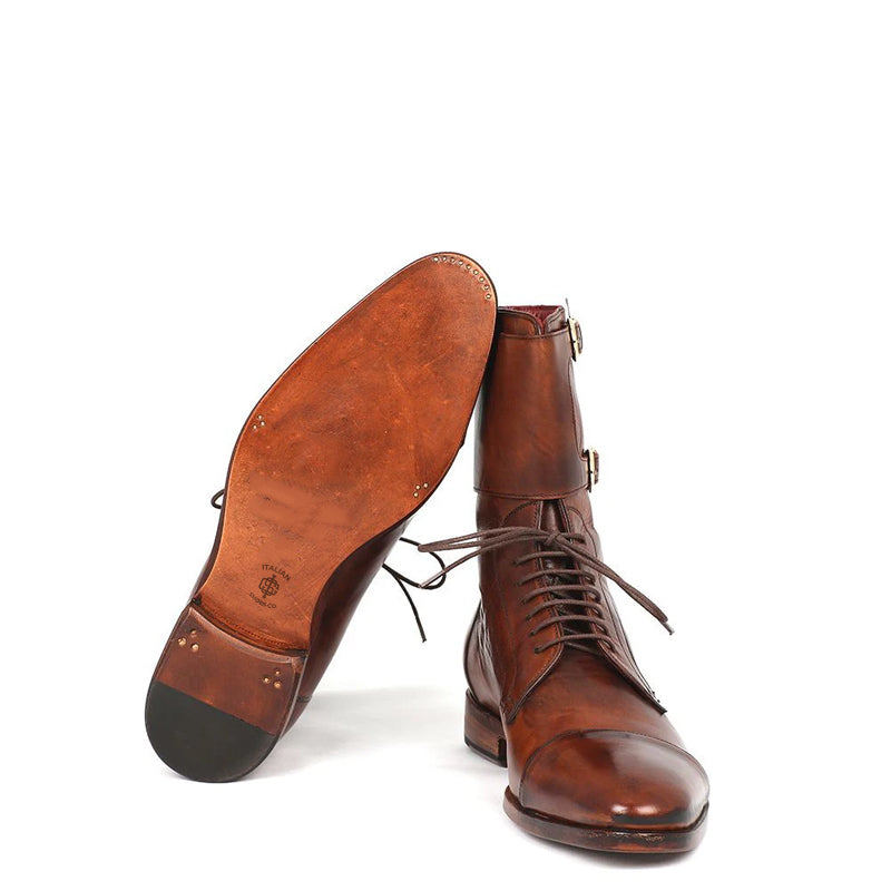 Men Cap-Toe Leather High Ankle Boot