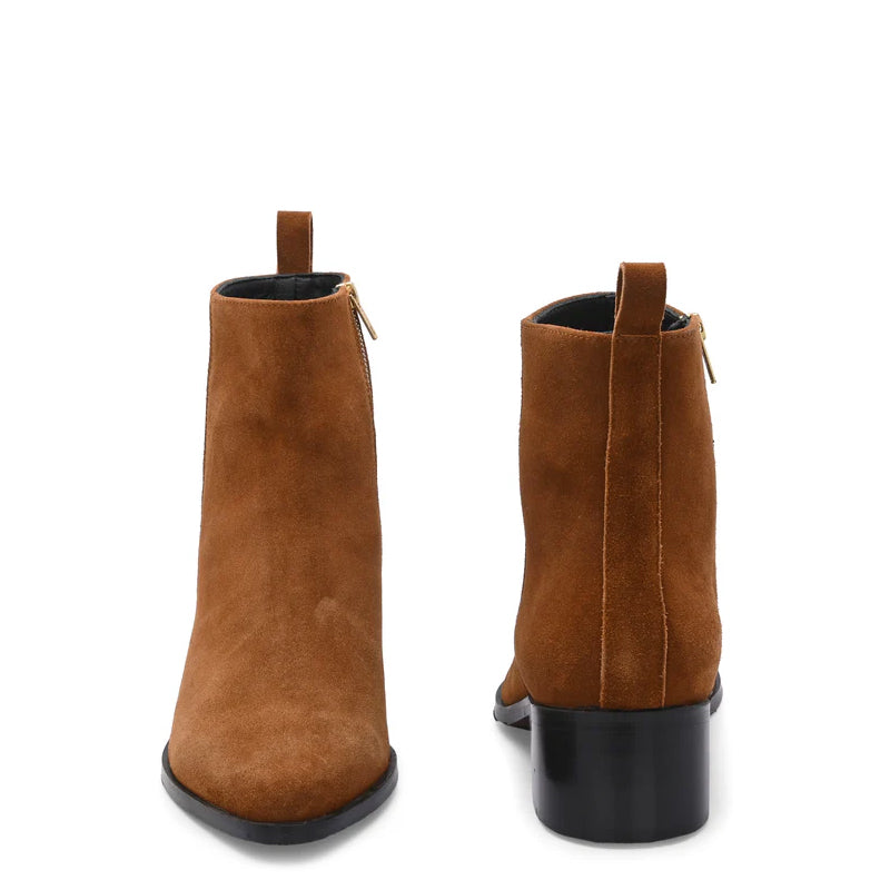Suede Leather High Heel Side-Zipper Boot