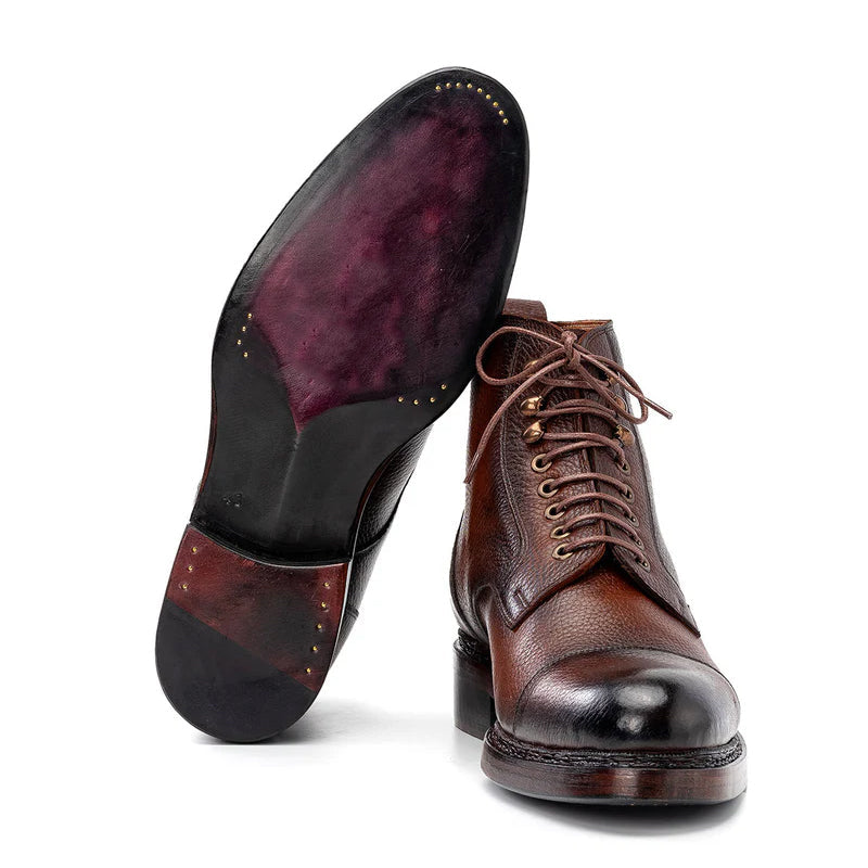 Men Custom Handmade Lace Up Leather Ankle Boots