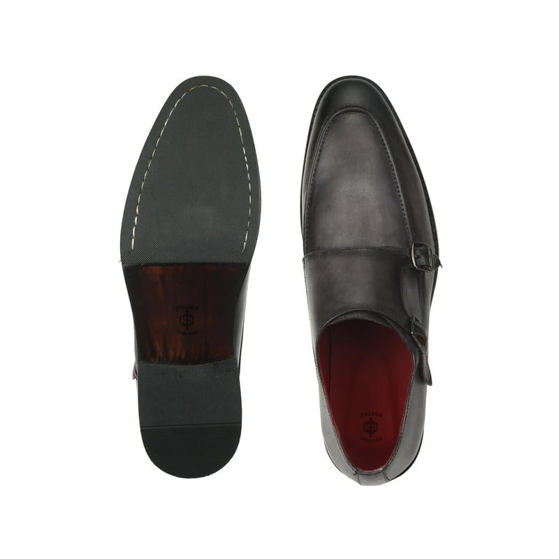 Classic Solid Leather Double Monk Shoe