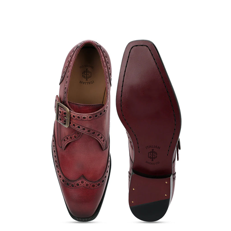 Leather Single Monk Strap Tan Shoe For Men