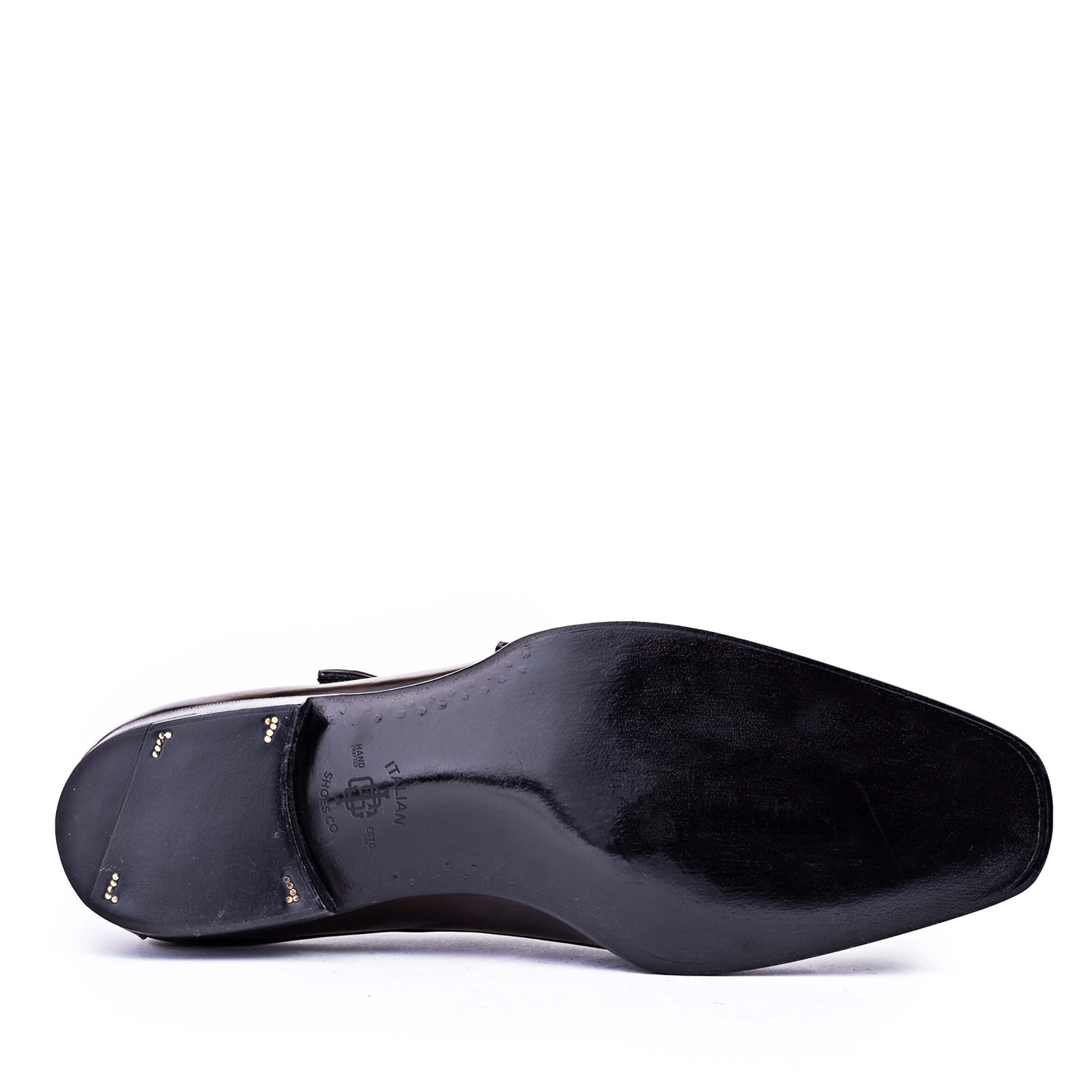 Classic Shiny Leather Double Monk Strap Dark Brown Shoe