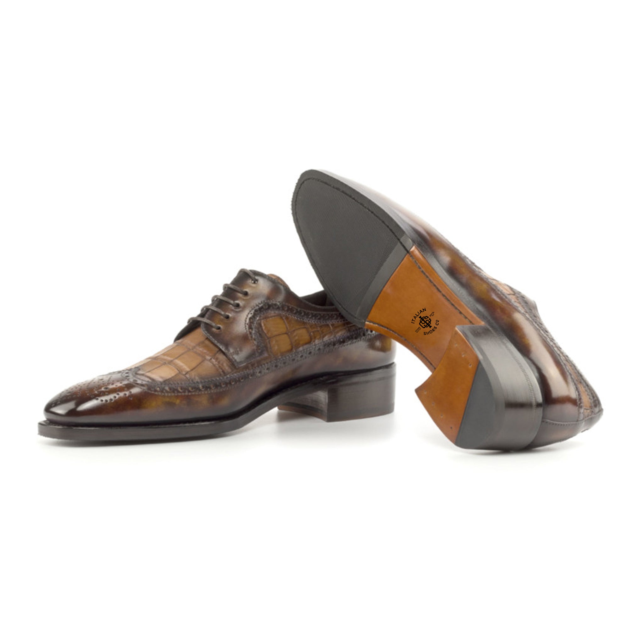 Croco Patina Blucher Shoes