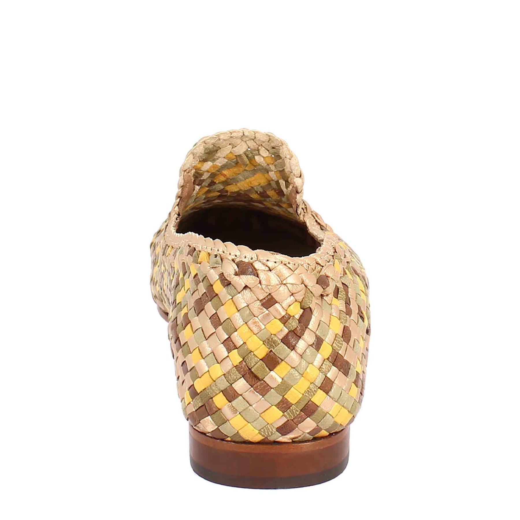Multicolour Braided Leather Women's Moccasins