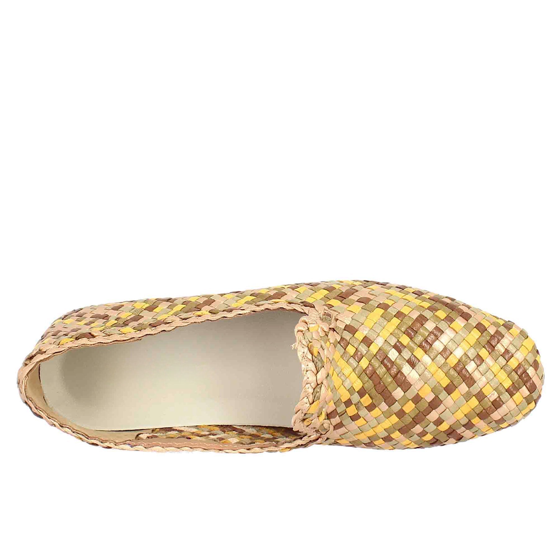 Multicolour Braided Leather Women's Moccasins
