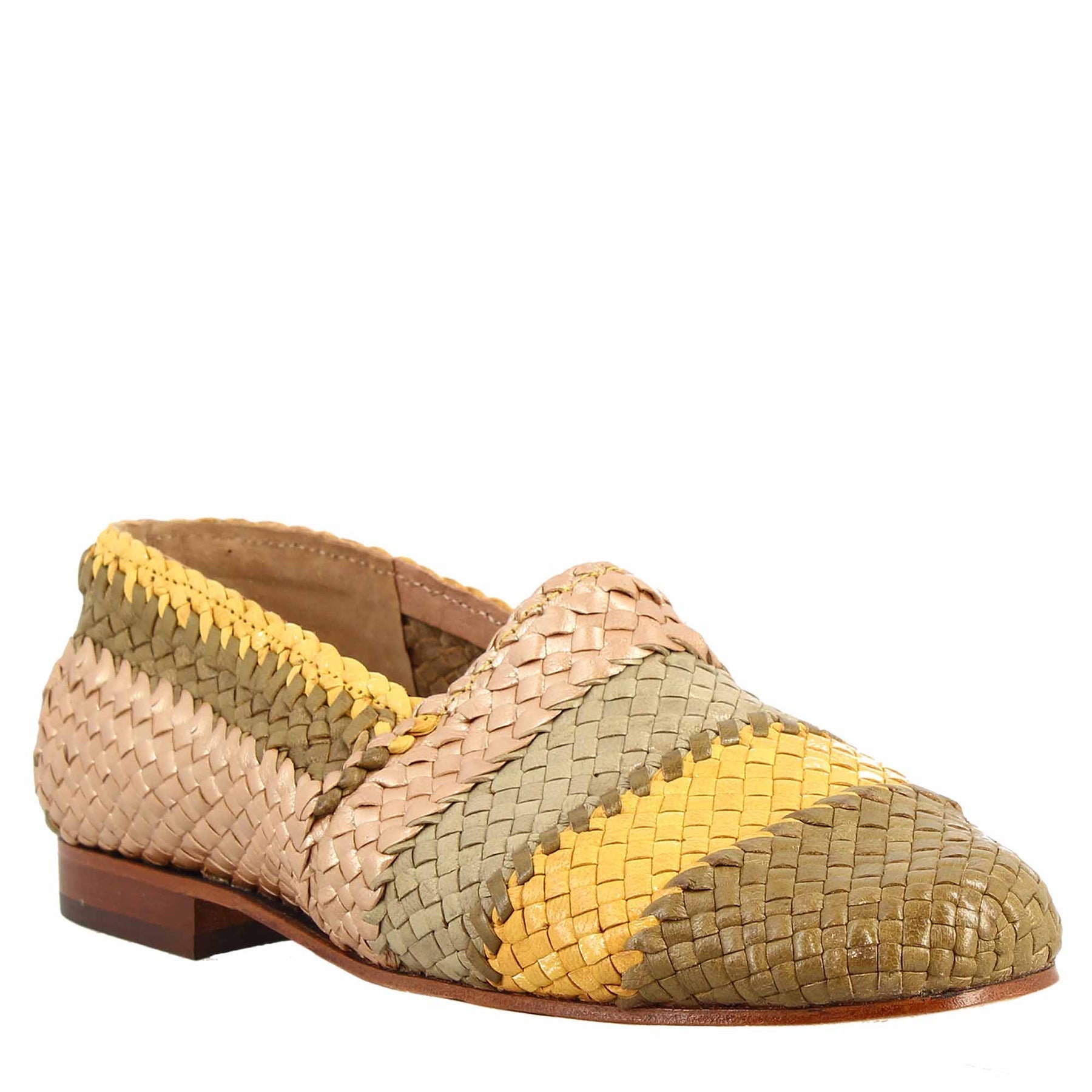Multicolour Woven Leather Women's Moccasin