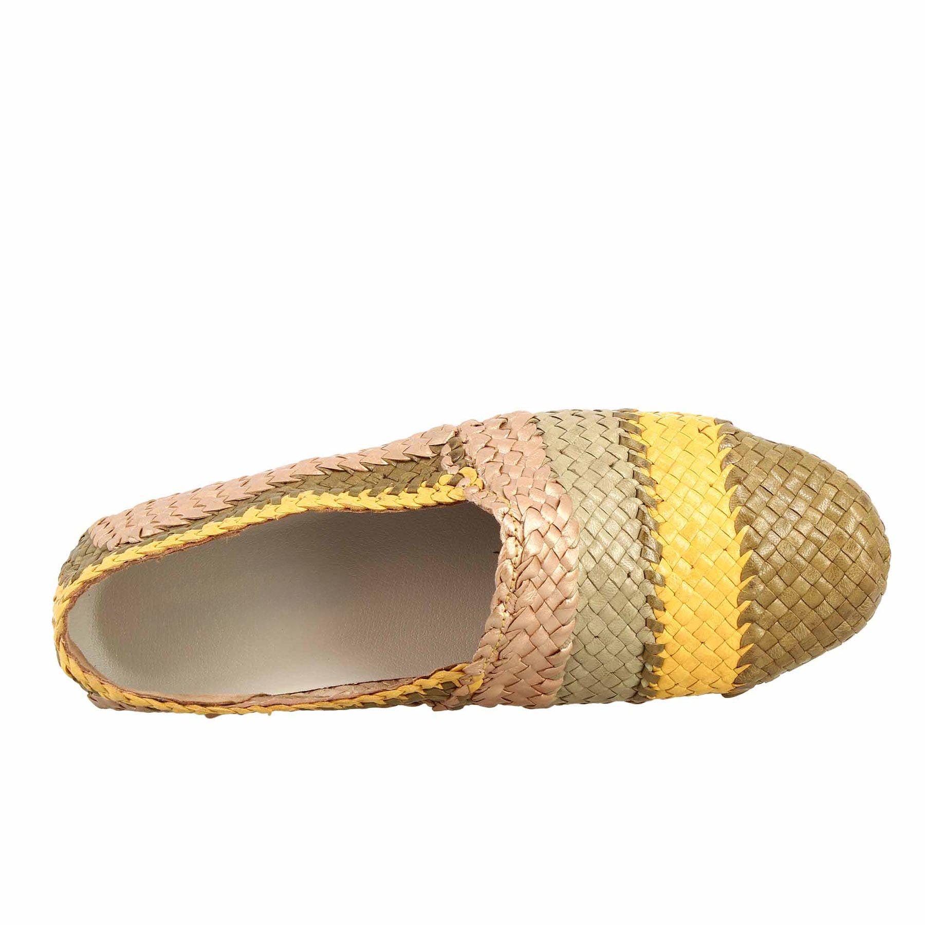 Multicolour Woven Leather Women's Moccasin