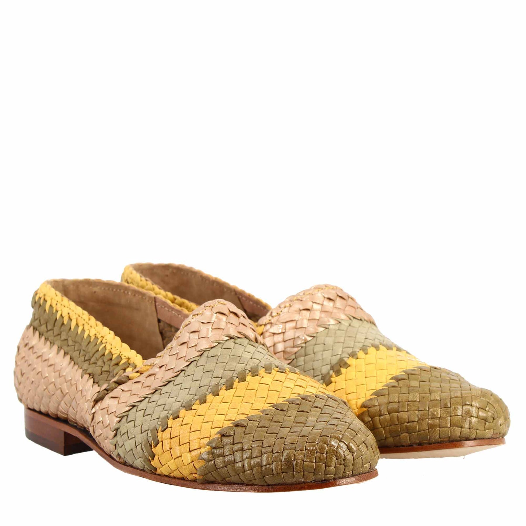 Multicolour Woven Leather Women's Moccasin