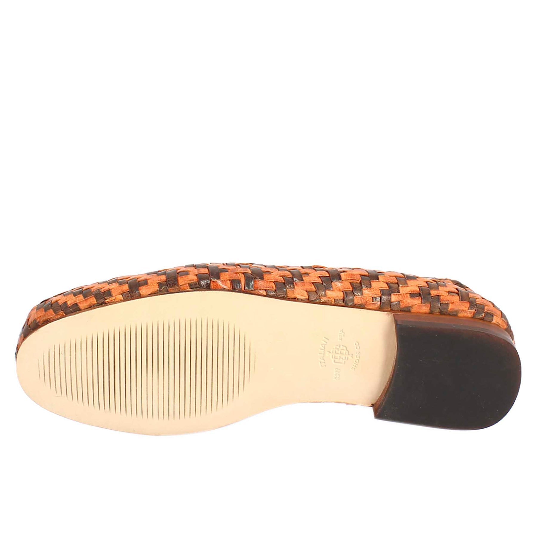 Women's Moccasins in Brown and Orange Woven Leather