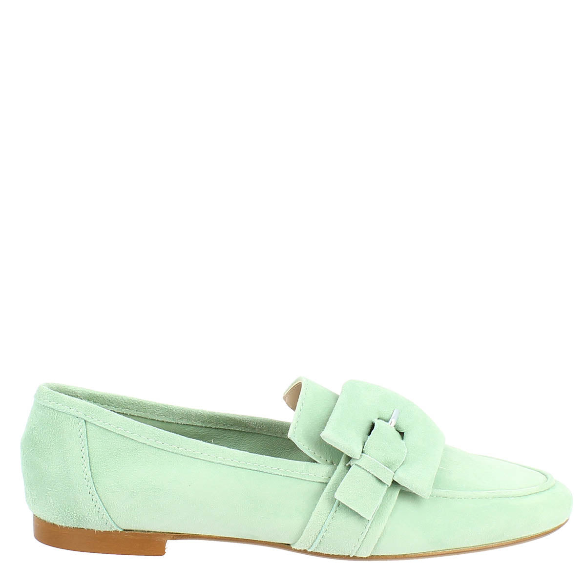 Women's Moccasin in Mint Suede