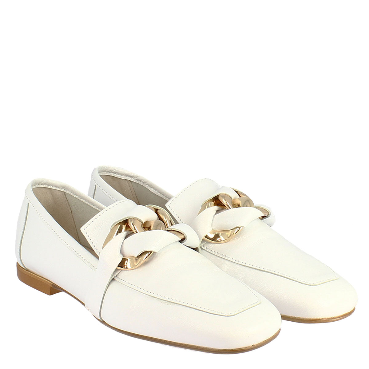 Women's Moccasin in White Calf Leather